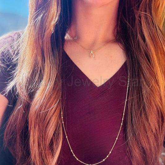 Gold Lucky Wishbone Necklace - image 2