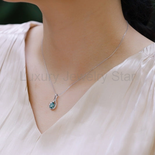 ’Avelyn Moss‘ Pear Natural Moss Agate Unique Women Anniversary Bridal Gift Necklace - image 2
