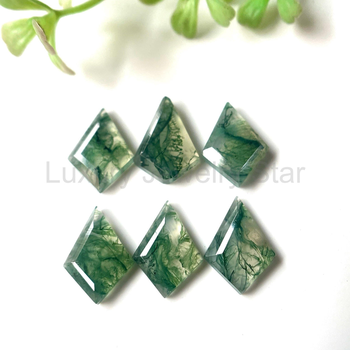 'Evermoss' Kite Cut Natural Green Moss Agate Vintage Necklace Sterling Silver - image 8
