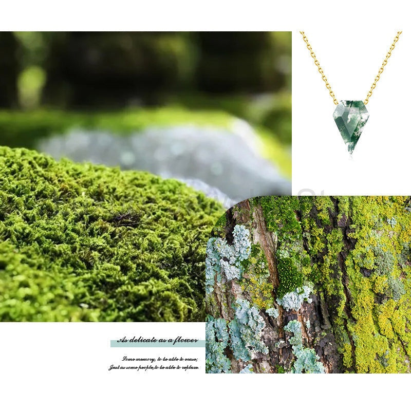 'Nature’s Aegis' Shield Shaped Solitaire Moss Agate Pendant - image 3