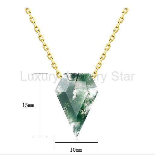 'Nature’s Aegis' Shield Shaped Solitaire Moss Agate Pendant - image 4
