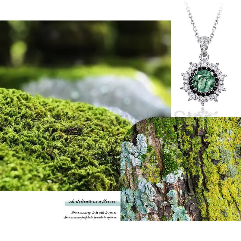 'Sunmoss' 6.5MM Moss Agate Pendant Silver Women Jewelry Christmas Gift For Her - image 3