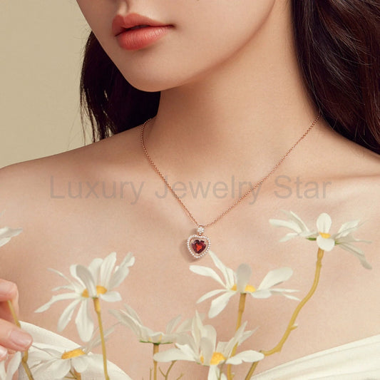“Asher” Heart Cut Garnet Classic Necklace - image 2