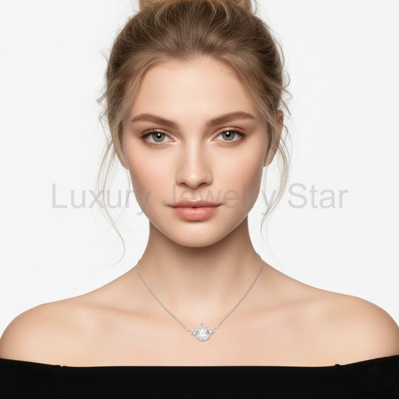 "Eira" Pear Cut Cubic Zirconia Classic Necklace - image 6
