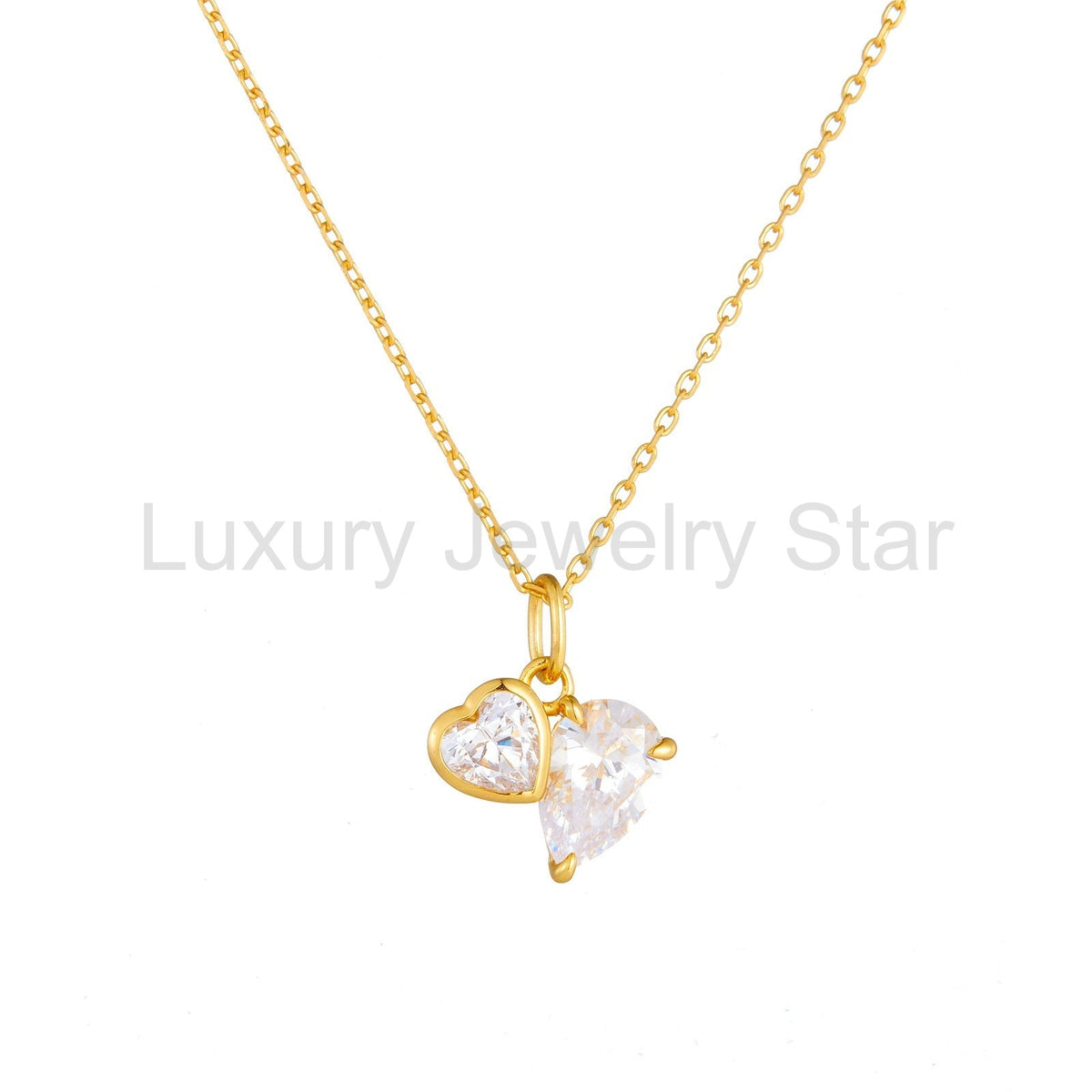 "Theodore" Toi Et Moi Heart Cut Classic Necklace