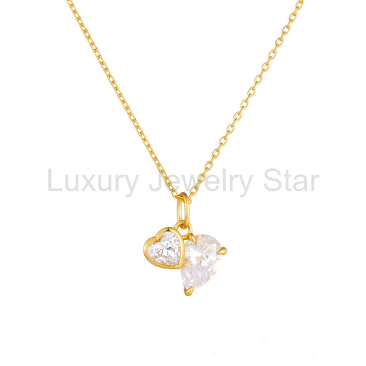 "Theodore" Toi Et Moi Heart Cut Classic Necklace
