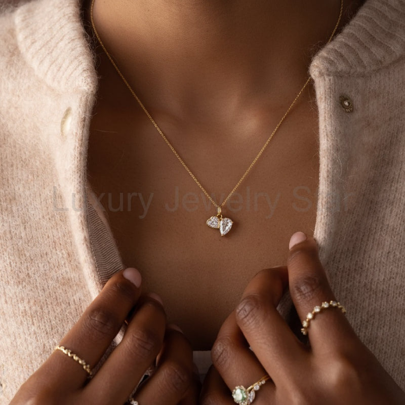 "Theodore" Toi Et Moi Heart Cut Classic Necklace - image 4