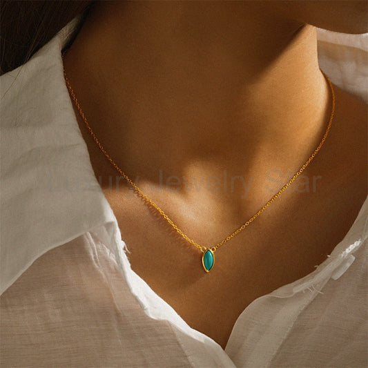 Atlantis-Oval Cut Turquoise Classic Necklace - image 2