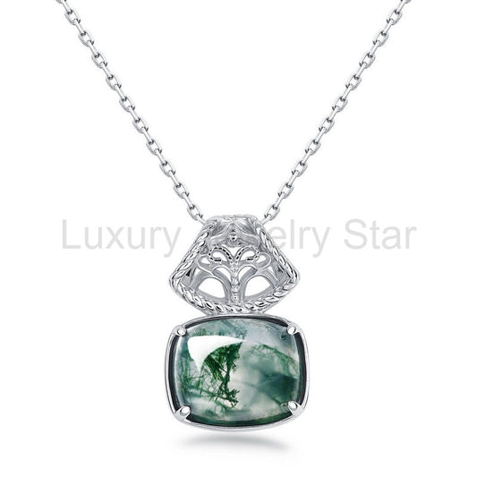 Egyptian Queen Moss Agate Pendant For Women