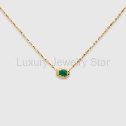 Elysian - Green Agate Minimalist Classic Necklace