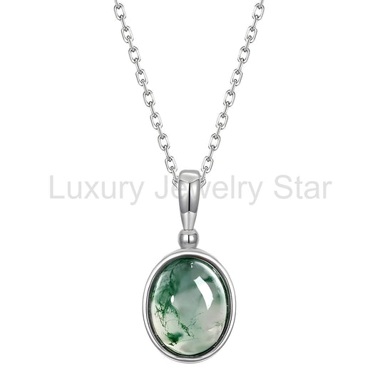 Light Green Moss Agate Friendship Classic Necklaces "Virelia"