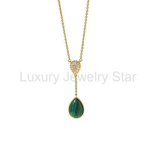 Malachitea- Pear Cut Malachite Classic Necklace