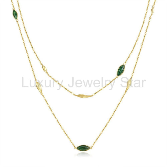 Marquise Cut Moss Agate Nature Pendant - 'Antoinette'