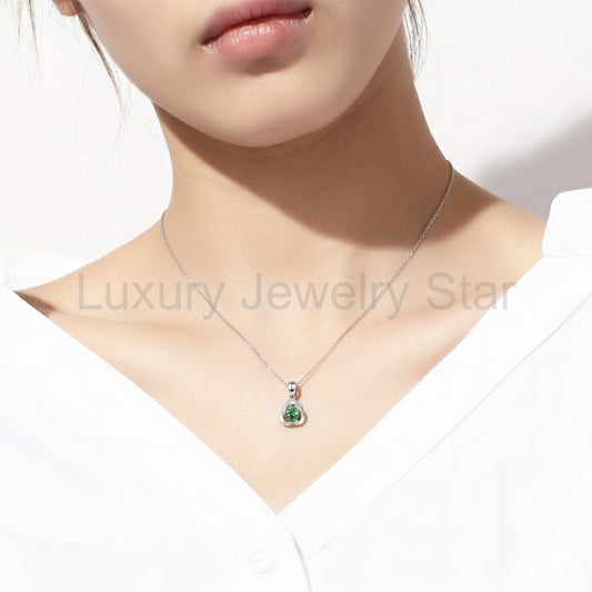 Mira - Round Cut Green Moissanite Classic Necklace - image 2