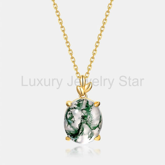 Nature Inspired Green Moss Agate Personalized To My Wife Necklace "Lioren"