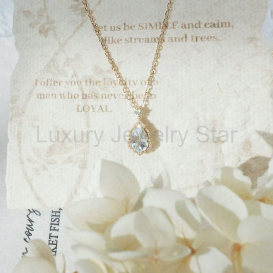Pear Cut Aquamarine Elegant Vintage Necklace - ‘Antoinette’