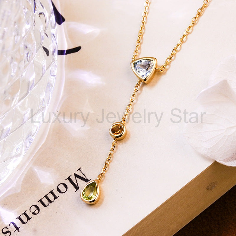 Seraphina - Pear Cut Aquamarine Citrine and Green Peridot Layered and Elegant Classic - image 6