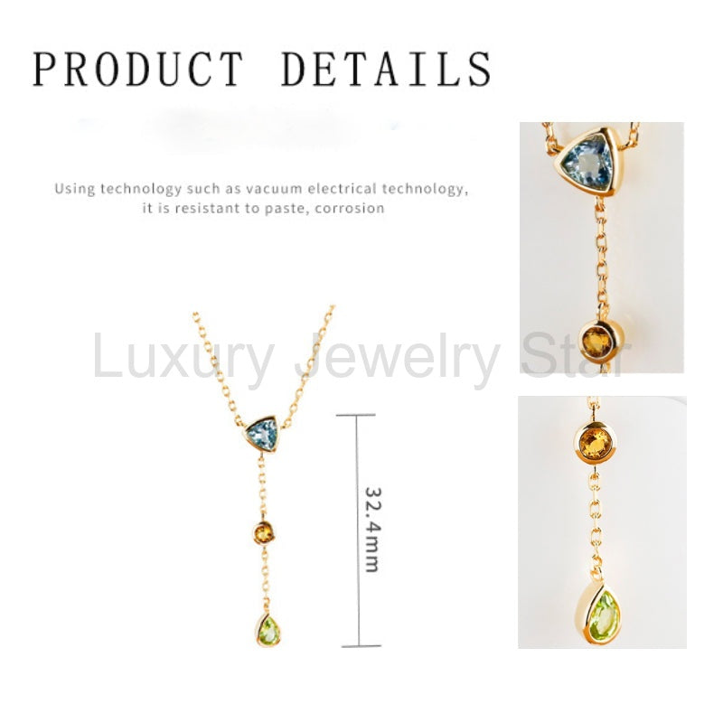Seraphina - Pear Cut Aquamarine Citrine and Green Peridot Layered and Elegant Classic - image 8