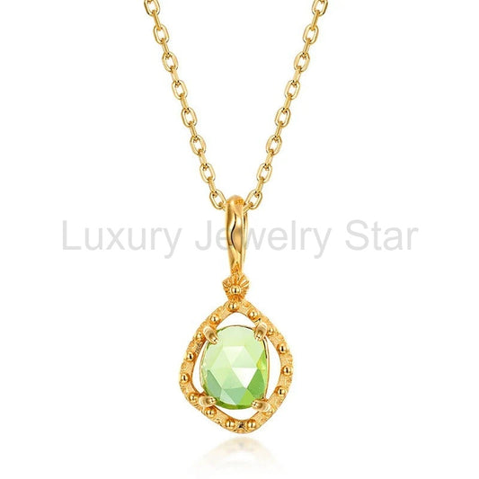 Theodora - Irregular Cut Green Peridot Unique Necklace