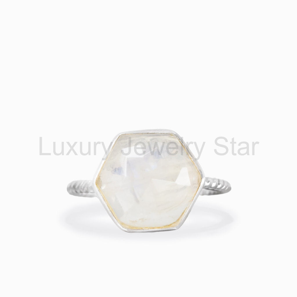 Rainbow Moonstone Ring