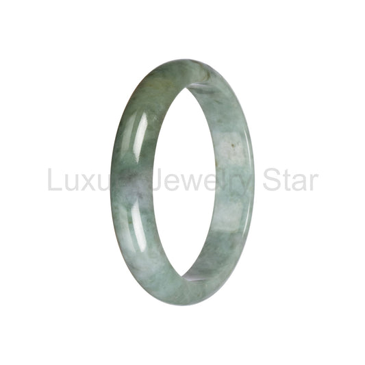 Real Green Pattern Jadeite Bangle - 59mm Half Moon