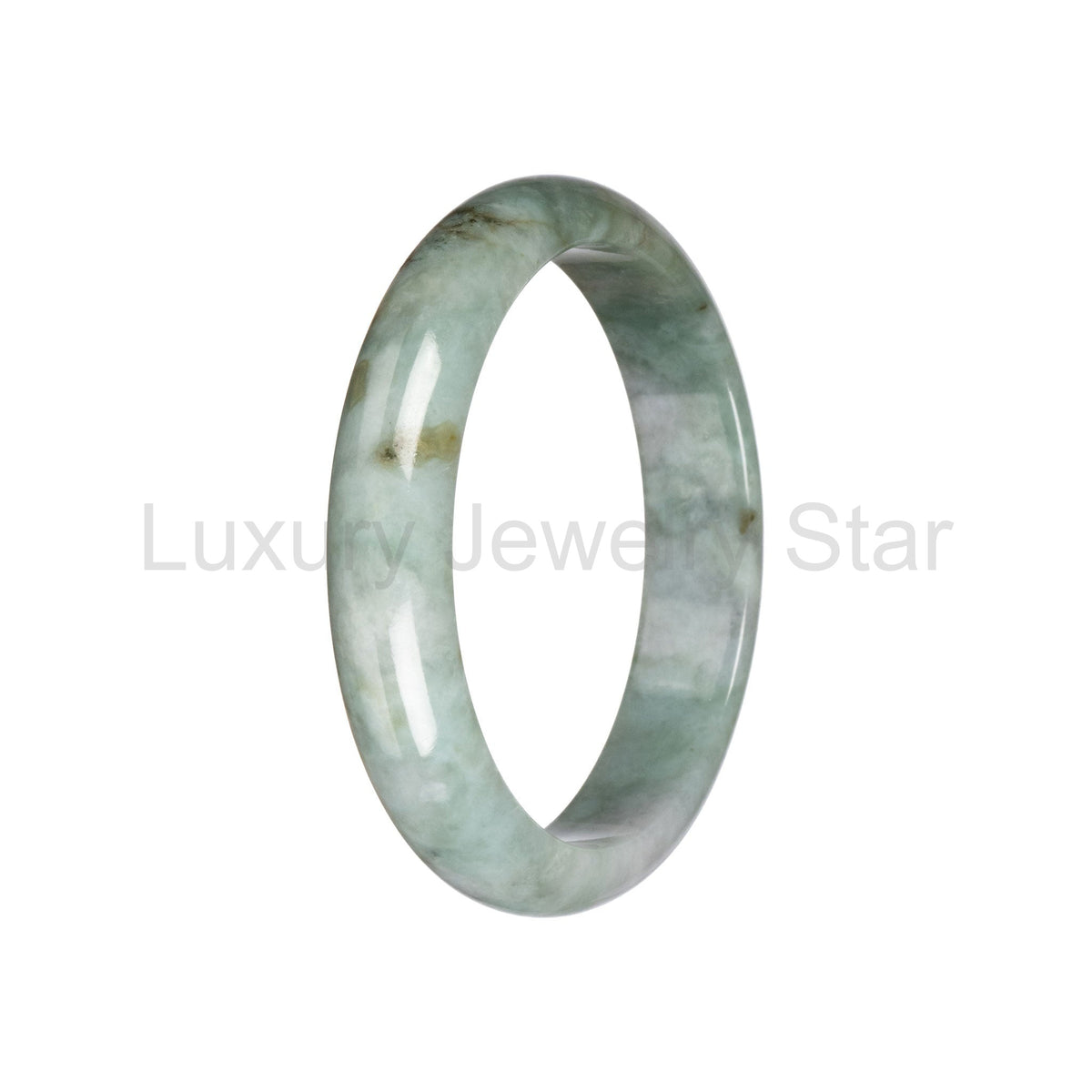 Real Green Pattern Jadeite Bangle - 59mm Half Moon - image 2