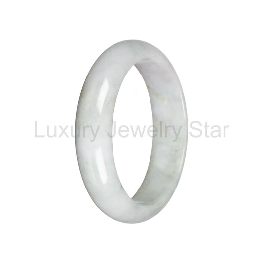 Real Pale Green with Brown Jade Bangle Bracelet - 59mm Half Moon
