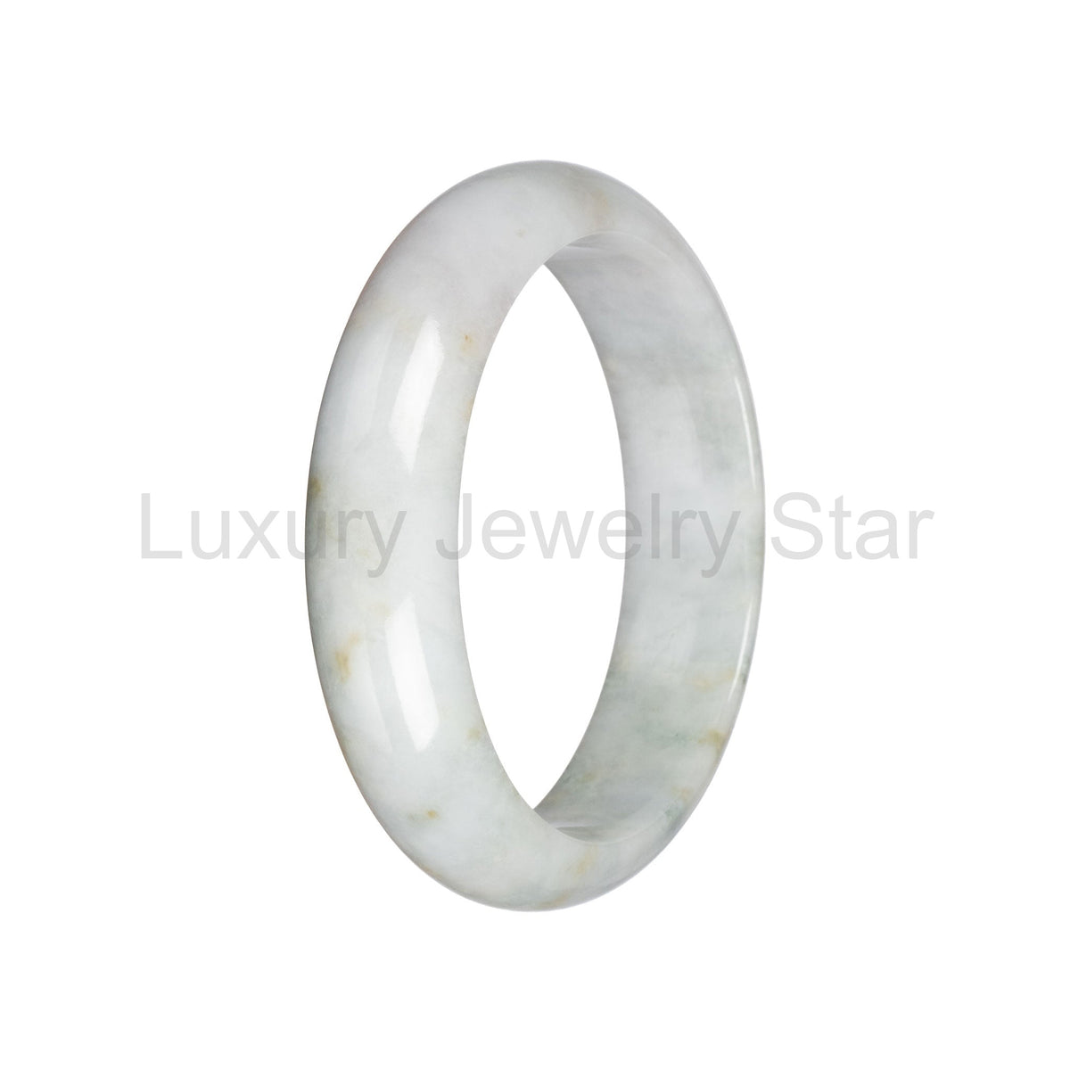 Real Pale Green with Brown Jade Bangle Bracelet - 59mm Half Moon - image 2