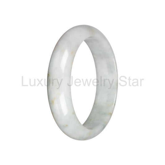 Real Pale Green with Brown Jade Bangle Bracelet - 59mm Half Moon - image 2