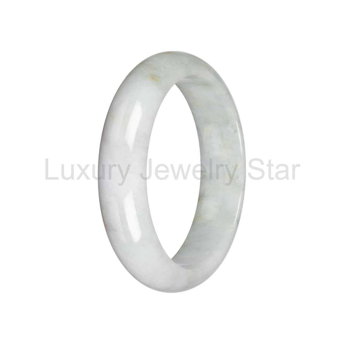 Real Pale Green with Brown Jade Bangle Bracelet - 59mm Half Moon - image 3