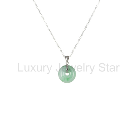 Real Pale Green with Green Pattern Jade Necklace - Kandy Donut