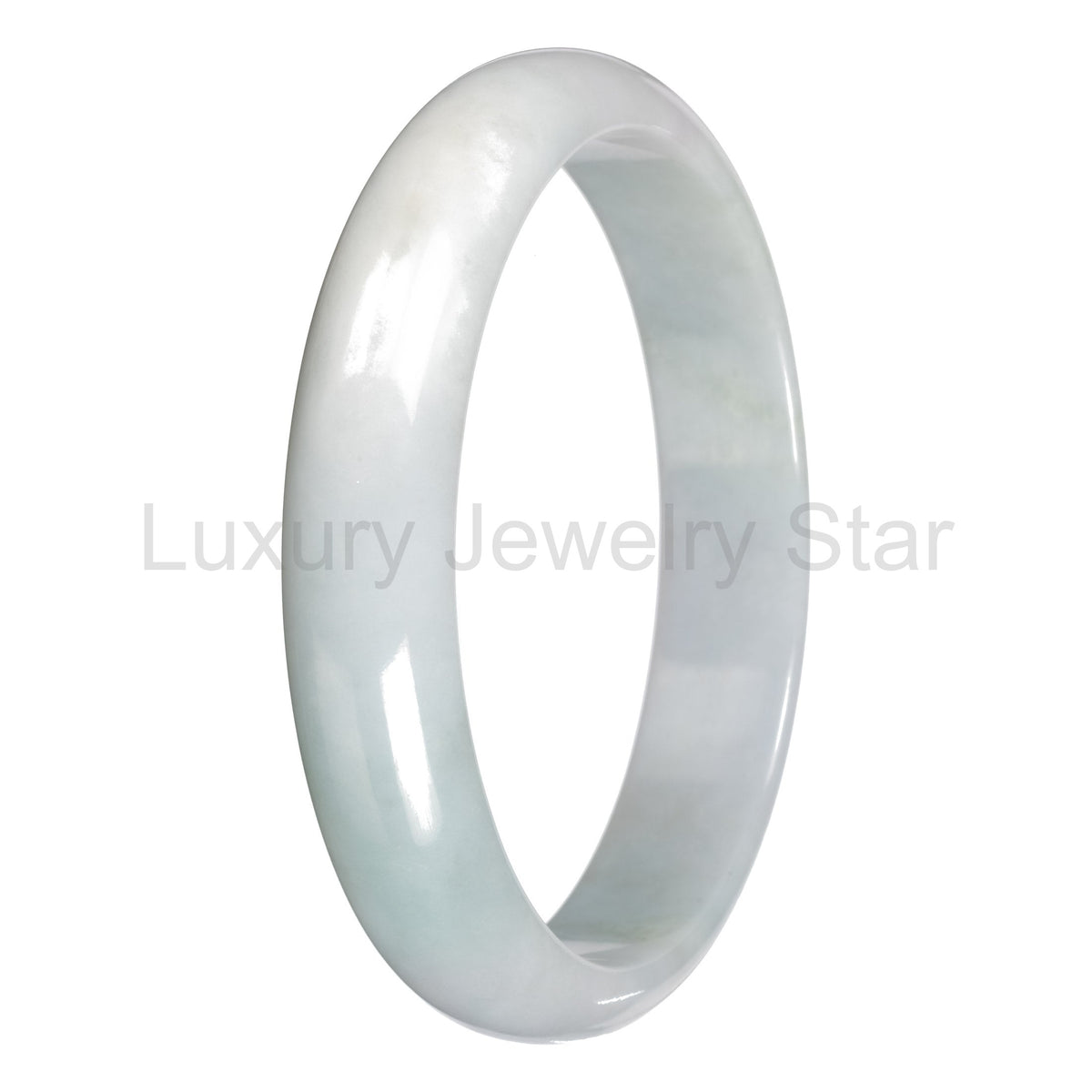 Real Pale Green with White Section Jadeite Jade Bangle - 78mm Half Moon - image 3
