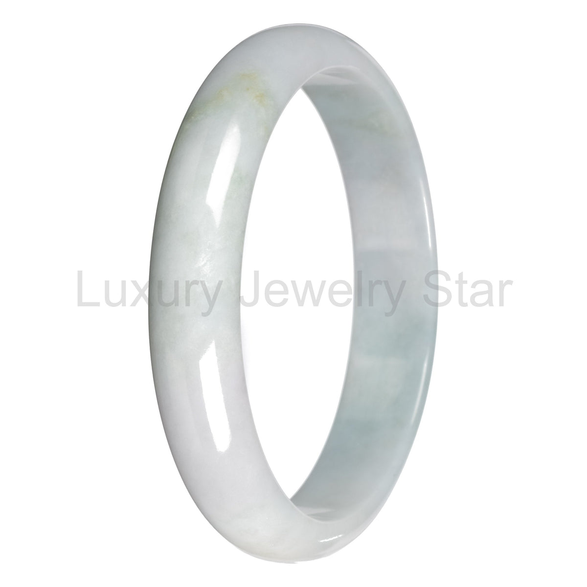 Real Pale Green with White Section Jadeite Jade Bangle - 78mm Half Moon - image 4