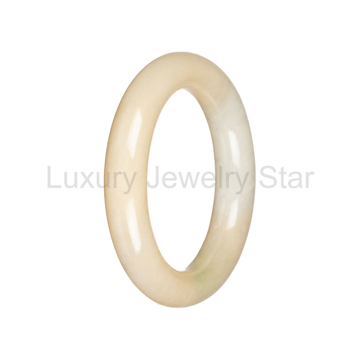 Real Pale Yellow Traditional Jade Bangle - 54mm Round - image 3