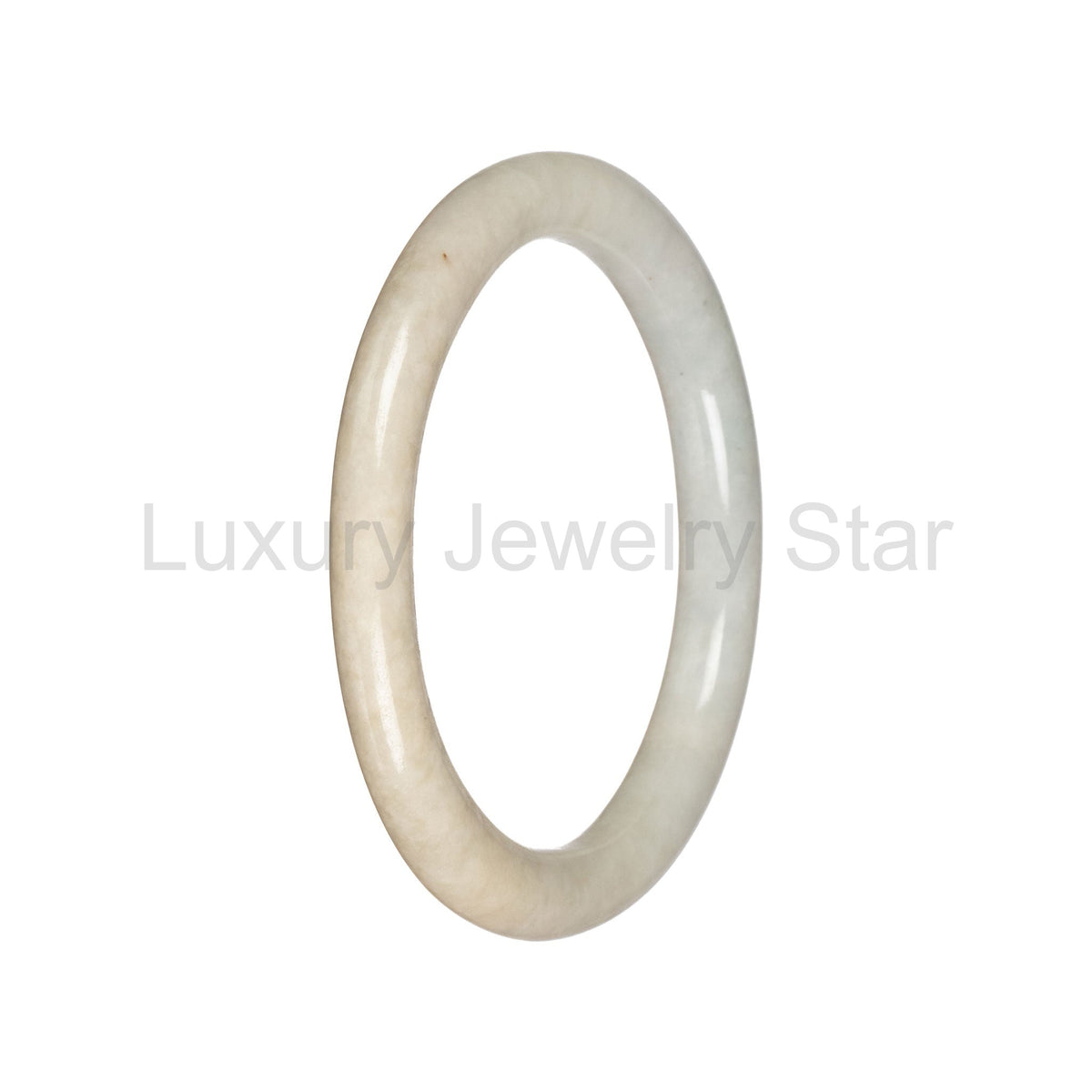 Real White Burmese Jade Bangle - 60mm Petite Round - image 2