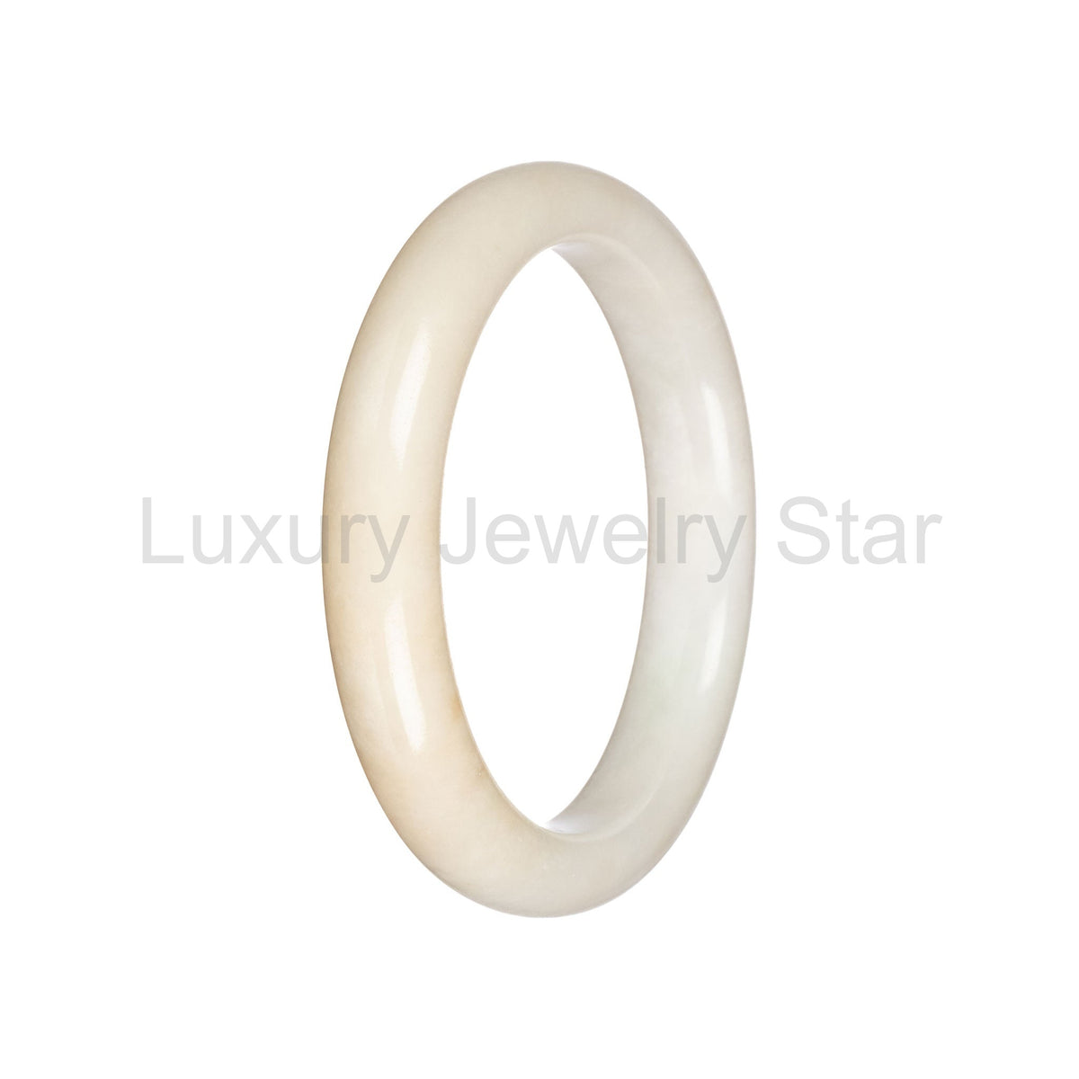 Real White Burmese Jade Bangle Bracelet - 59mm Semi Round - image 2