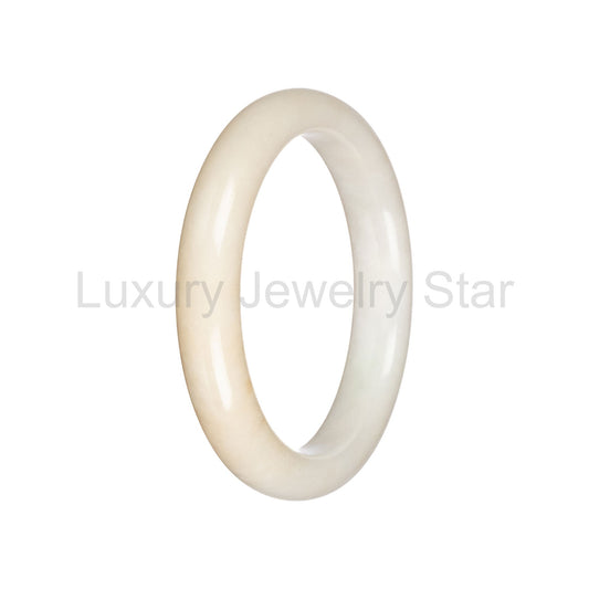 Real White Burmese Jade Bangle Bracelet - 59mm Semi Round - image 2