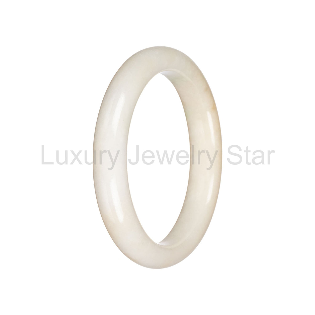 Real White Burmese Jade Bangle Bracelet - 59mm Semi Round - image 3