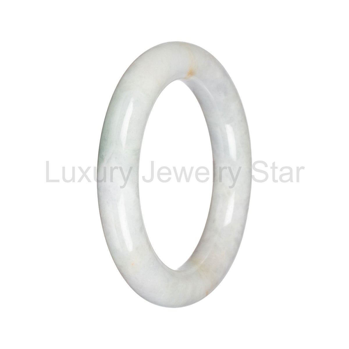 Real White with Pale Green Traditional Jade Bangle - 57mm Round - image 2