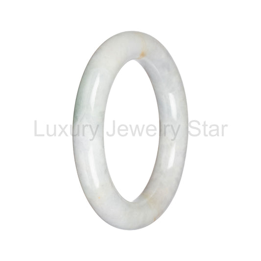 Real White with Pale Green Traditional Jade Bangle - 57mm Round - image 2