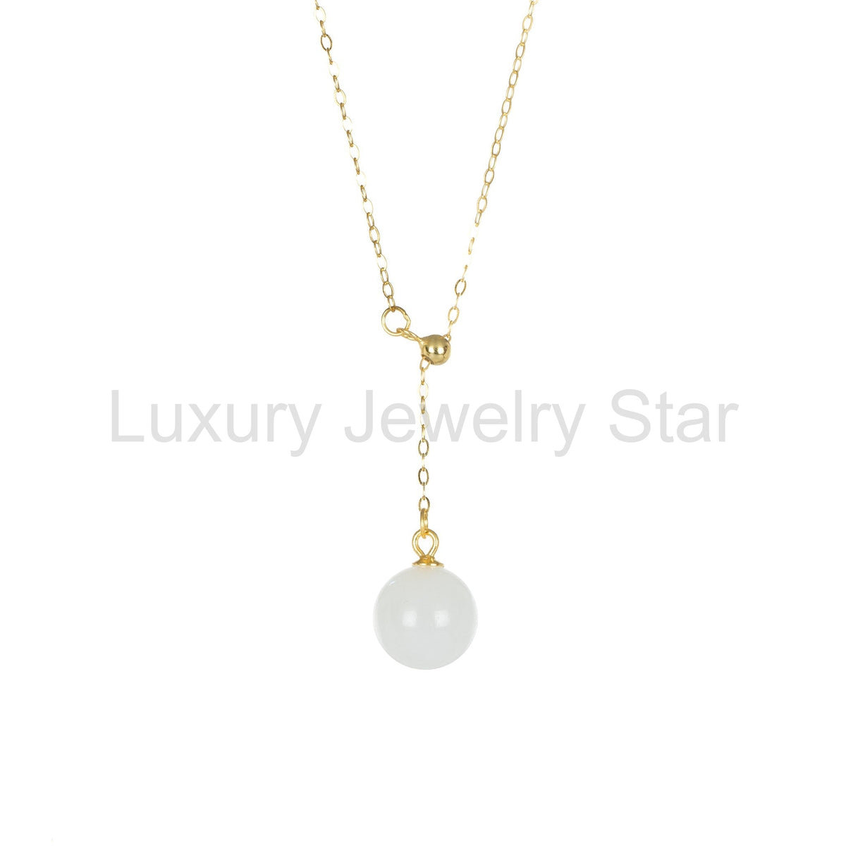 Round Bead Jade Necklace in Gold Plated Silver