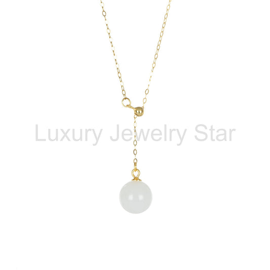 Round Bead Jade Necklace in Gold Plated Silver
