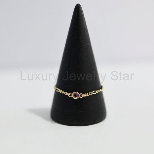 Amethyst and chain ring in 14 Karat Yellow Gold / Ready to Ship size 10.5 (can be made smaller)