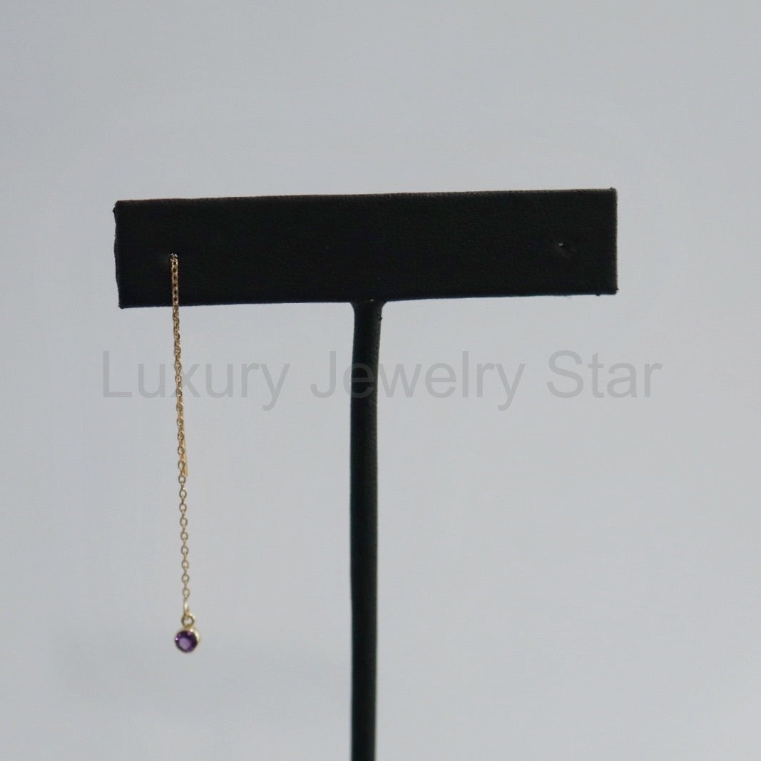 Amethyst Gemstone Threader Earring in 14 karat Yellow Gold / SINGLE EARRING / READY TO - image 4
