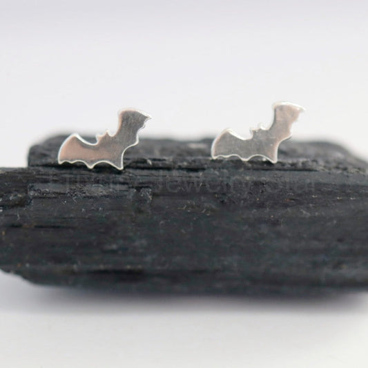 Bat Stud Earrings in Sterling Silver; Halloween Spooky Earrings / READY TO SHIP