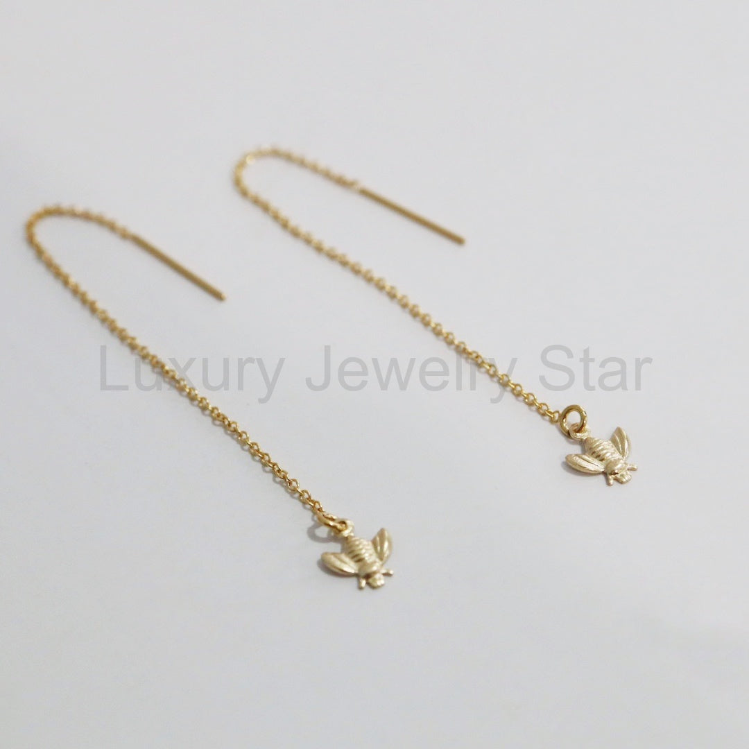 Bee Threader Earrings in 14 Karat Gold Fill