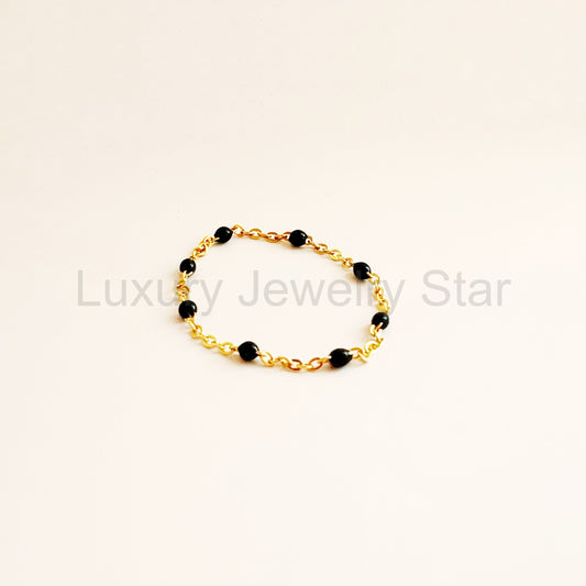 Black and gold chain ring in 14 Karat Yellow Gold / Ready to Ship size 12.5 (can be made smaller)
