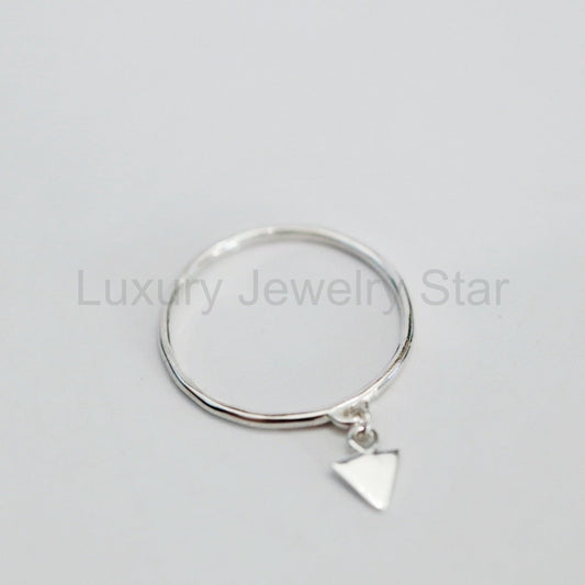 Charm Triangle Ring in Sterling Silver; Triangle Charm Stacking Ring
