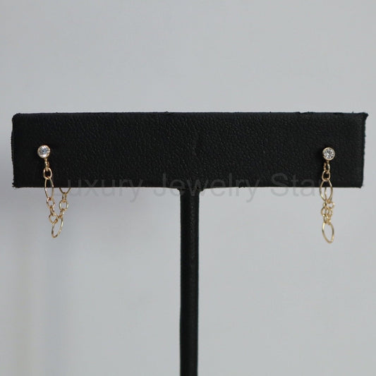 Cubic Zirconia Chain Drop Earrings in 14 karat Gold Fill