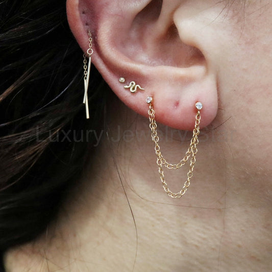 Cubic Zirconia Gemstone Stud Earring in Gold Fill / SINGLE EARRING / READY TO SHIP - image 2